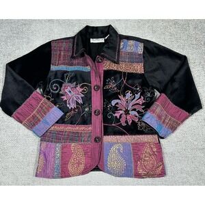 Vtg Flashback Jacket Womens Medium Velvet Artsy Boho Patchwork Whimsigoth Fairy